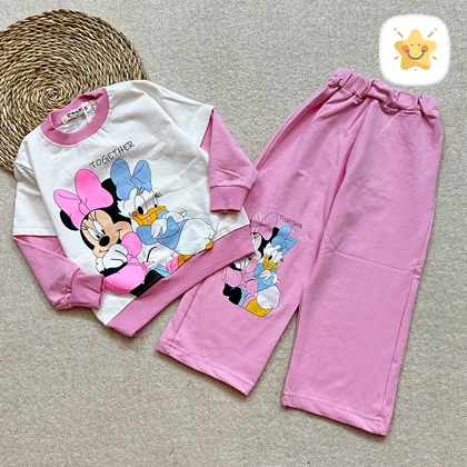 بلوز شلوار دخترانه داخل کرک برند DENIZ میکی موس جنس عالی مناسب 2 تا 6 سال