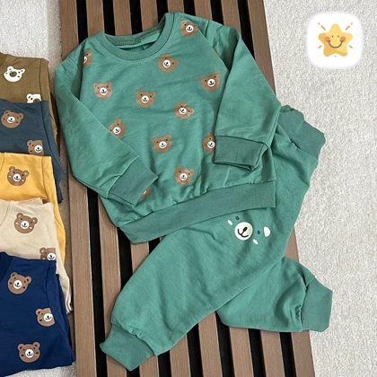 بلوز شلوار اسپرت (دختر و پسر) اقتصادی مدل خرسی کد 19 مناسب 2 تا 8 سال