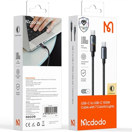کابل تایپ سی به تایپ سی 100 وات 5 آمپر مک دودو MCDODO CA-8200 - شارژ و دیتا