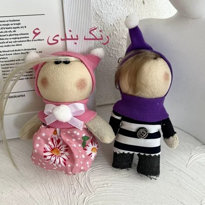 سرکلیدی ست عروسک دختر و پسر در رنگ بندی مختلف