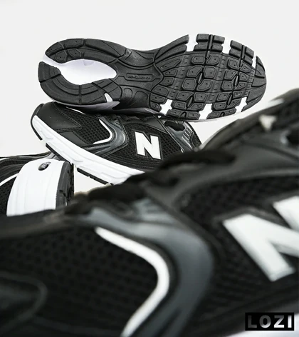 کفش کتانی زنانه و مردانه مشکی سفید NEW BALANCE 530 مدل 6626