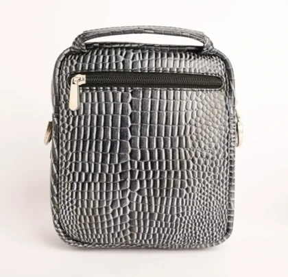 کیف چرم طبیعی کایسر طوسی کروکدیل