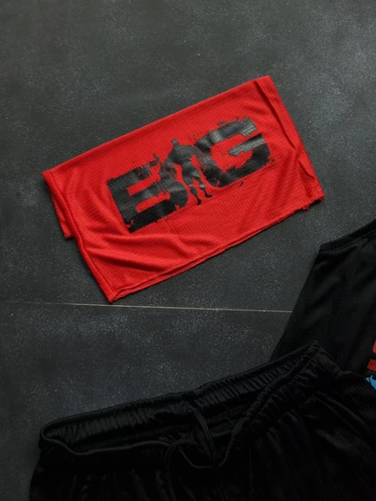 ست تاپ + شلوارک + اسکارف بیگ من مشکی قرمز