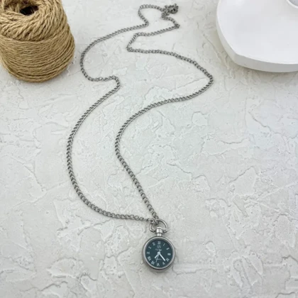 گردنبند طرح ساعت با زنجیر بلند