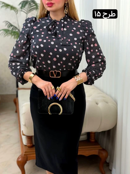 شومیز حریر آستین پف 3924