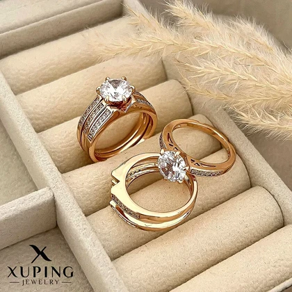 حلقه پشت حلقه سه لاین نگین‌دار مدل ژوپینگ Xuping