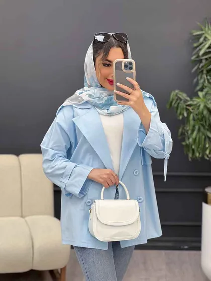 مانتو لینن چهار دکمه سرشانه پاگن