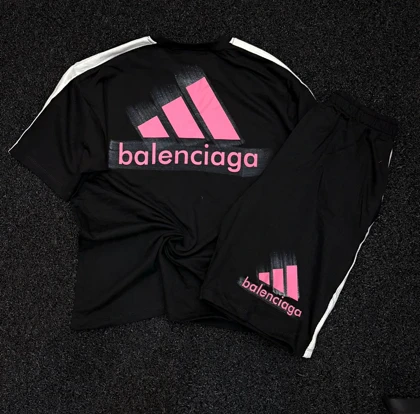 ست تیشرت شلوارک بالانسیاگا مشکی پارچه ماکان گرم بالا