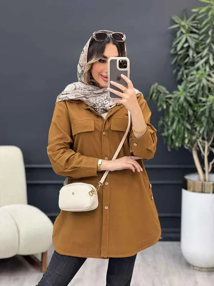مانتو جیب نما بغل سه دکمه