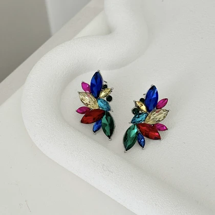 گوشواره زنانه کریستالی رنگی کد 774