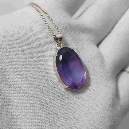 گردنبند نقره با سنگ آمیتیست جواهری 22 قیراطی (بدون زنجیر)