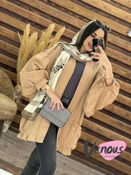 مانتو کتیبه آستین پفی