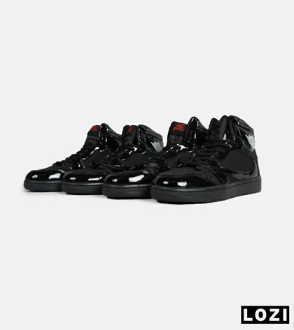 کفش کتانی ساق‌دار مردانه مشکی ورنی NIKE travis scott