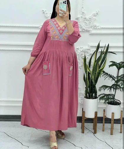 ماکسی نخی گلدوزی دوجیب 4122