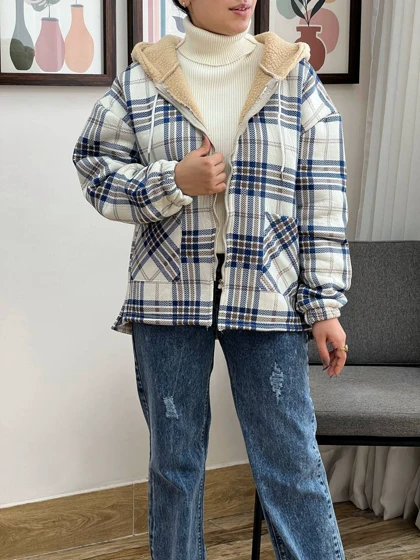 کت چهارخونه داخل تمام خز کد 3349