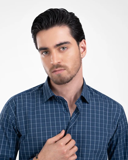 ام کی کالکشن پیراهن آستین بلند mk-22628-navy-blue
