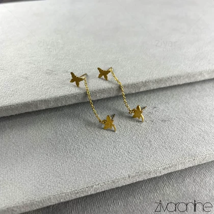 گوشواره زنانه دوتایی سنجاقک و پروانه شنی 20393