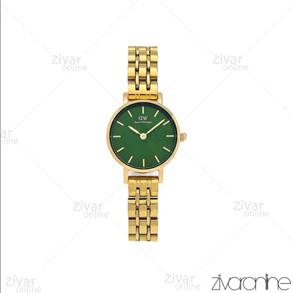 ساعت دنیل ولینگتون زنانه طلایی صفحه سبز خطی اسمال 107040