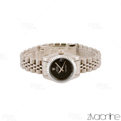 ساعت رولکس دیت جاست زنانه صفحه مهندسی مشکی 104956