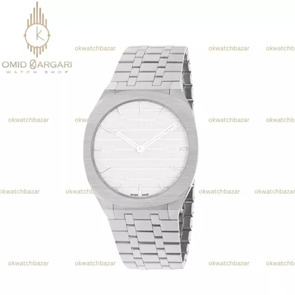 ساعت مچی گوچی بند سیلور صفحه سفید Gucci