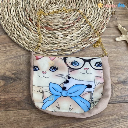 ست سارافون و کیف دخترانه مدل گربه
