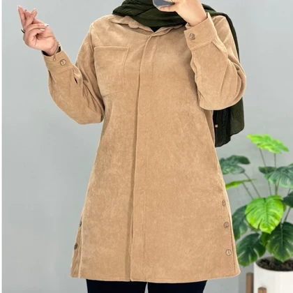 مانتو زنانه مخمل کبریتی پاییزی