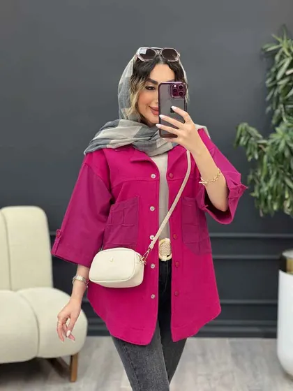 مانتو ترکیبی دو جیب برش‌دار