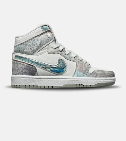 کفش کتانی مردانه و زنانه ساق‌دار طوسی سفید آبی NIKE dunk low steam puppet مدل 8362