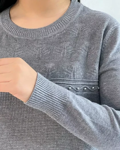 پلیور بافت سینه مروارید یقه گرد کد 5336