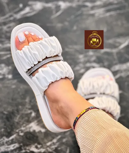 دمپایی روفرشی نگینی زنانه دخترانه چروک نگین