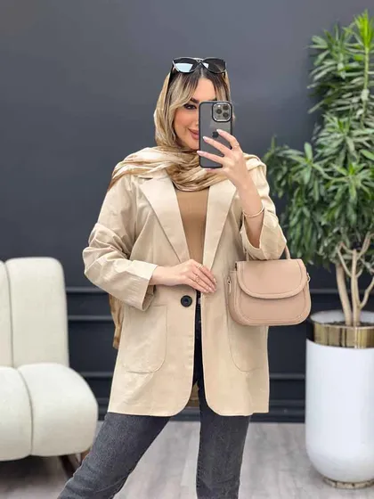 مانتو لینن کتی تک دکمه