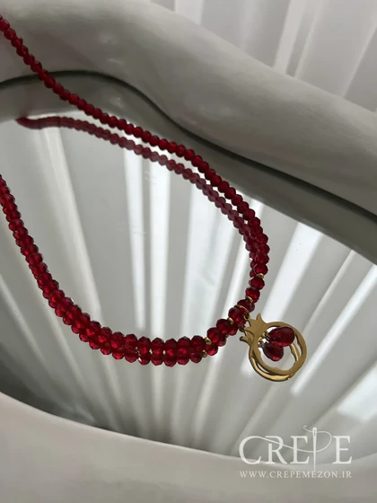 گردنبند انار کریستالی پلاکدار