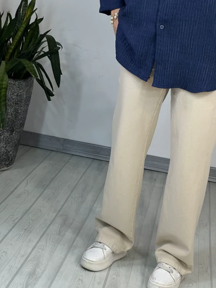 شلوار کتان نیم بگ 1