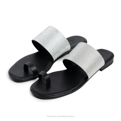 صندل اران گازولین مشکی نقره‌ای - GAAZOLIN Oran Sandals Silver Shine