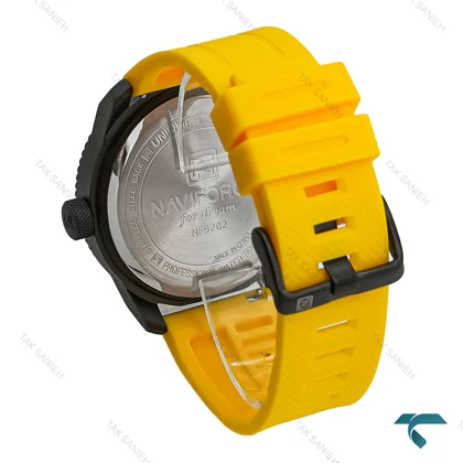 ساعت پسرانه نیوی فورس NF9202 مشکی بند رابر زرد NaviForce-7339-G