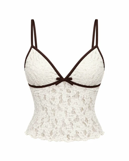 تاپ توری برشکا Bershka مدل Tank top with lace and bow