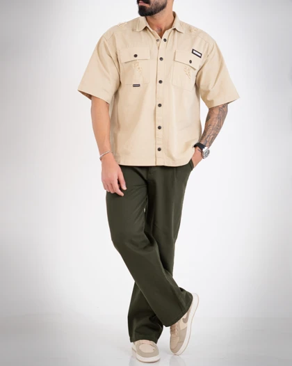 پیراهن مردانه کتان باکسی_کد 4489