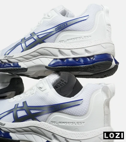 کفش کتانی مردانه سفید آبی ASICS GORETEX