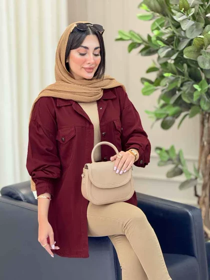 مانتو کتان دو جیب پاکتی شیلا