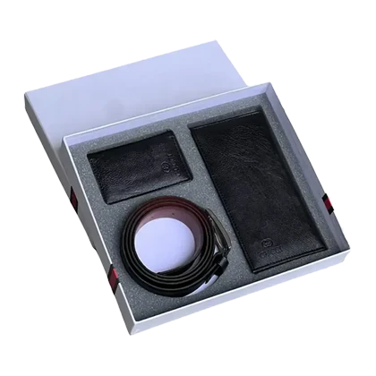 ست هدیه سه تکه کیف پول و کمربند و جاکارتی مردانه چرمی gucci LUXURY-2934