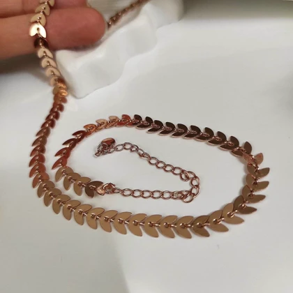 گردنبند زنانه طرح برگ و گندم