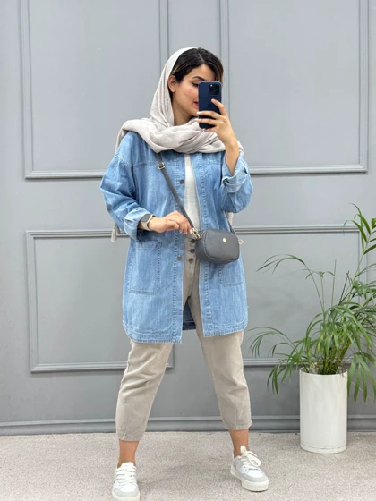 مانتو جین جیب پایین