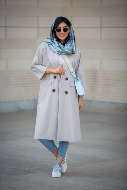 مانتو یقه E بلند آستین پاکتی