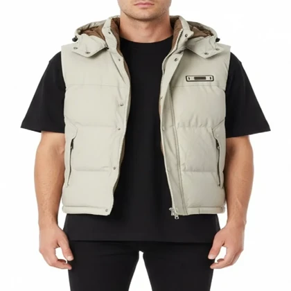 پافر مردانه رنگ کرم روشن با پارچه سیلیکونی ضد آب استایل مینیمال کد 8606