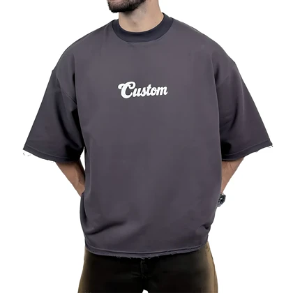 تیشرت مردانه طوسی پنبه سه نخ طرح ساده فونت