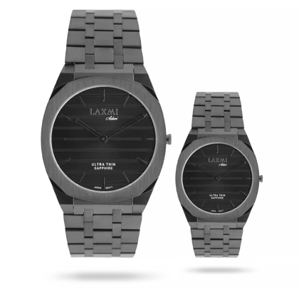 ساعت مچی ست لاکسمی بند استیل مشکی کد Laxmi 8574/9