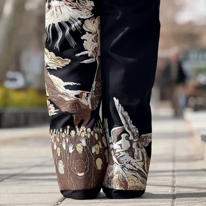 شلوار اسلش کاستوم نقش برجسته فرشته Angel