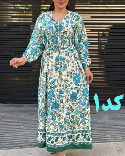 پیراهن فلور حاشیه‌دار بندی 6136