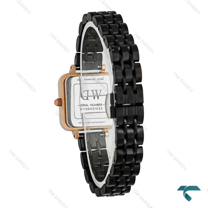 ساعت مربعی دنیل ولینگتون زنانه مشکی قاب رز DW-8016-L