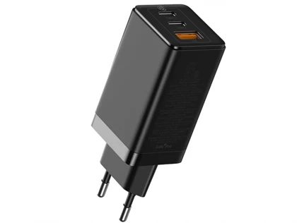 شارژر دیواری سریع سه پورت و کابل تایپ سی بیسوس Baseus CCGaN65E5 GaN5 Pro 65W Charger